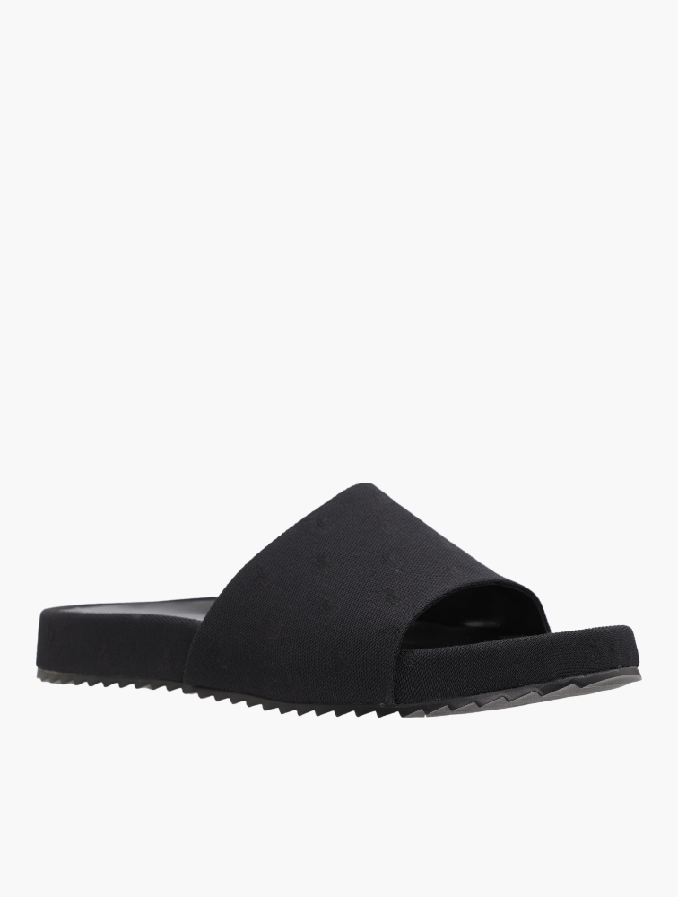 MyRunway | Shop Polo Black Jacquard Open Toe Slides for Men from
